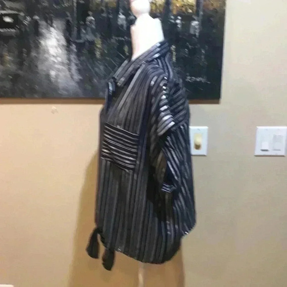 Always Indigo Women's Button Front Tie Waist Cuffed Sleeves 100% Cotton Shirt-XL - Picture 4 of 7